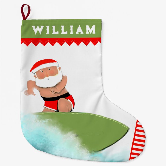 Meia De Natal Grande Surfista de Surf (Frente)