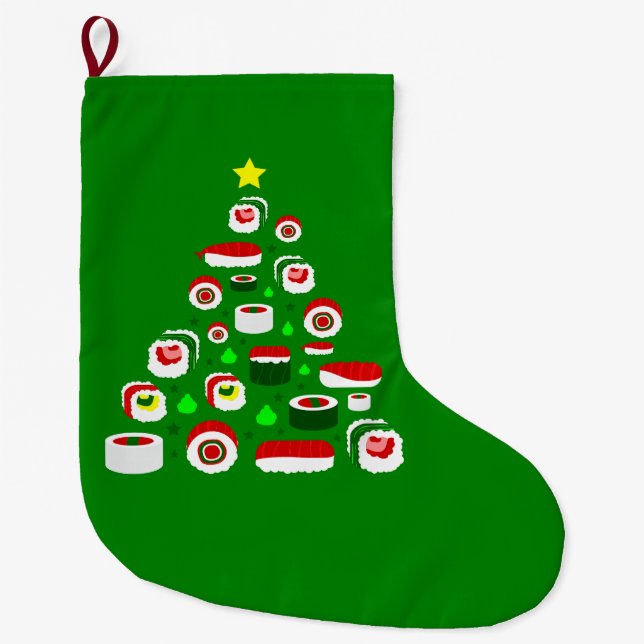 Meia De Natal Grande sushi árvore de natal feia (Frente)