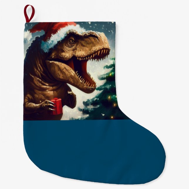 Meia De Natal Grande T-Rex Natal 1 (Frente)