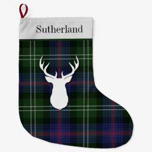 Meia De Natal Grande Tartan Clan Sutherland Green Purple Personalizado