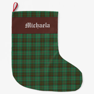 Meia De Natal Grande Tartan Verde Dublin Irlandês 