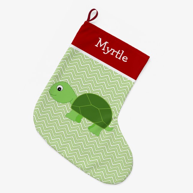 Meia De Natal Grande Tartaruga Pet Personalizada (Frente (Pendurada))