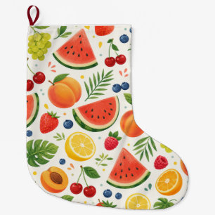 Meia De Natal Grande Tecido de Padrão de Frutas de Verão Melancia Tro