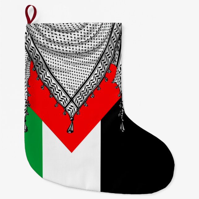 Meia De Natal Grande Tecido Tradicional do Keffiyeh Scarf Palestino (Frente)
