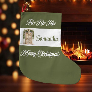 Meia De Natal Grande Terra rustica escandinava Natal personalizado