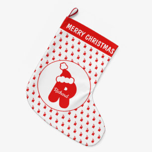 Meia De Natal Grande Teste padrão engraçado bonito R Monogrammed do
