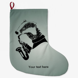 Meia De Natal Grande Texto personalizável saxofone de textura falsa