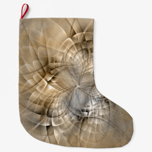 Meia De Natal Grande Textura de Arte Fractal Abstrato em Tons Terrosos