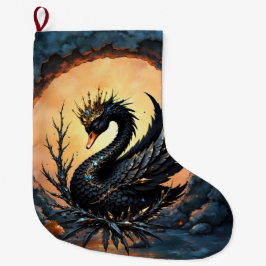 Meia De Natal Grande The Obsidian Swan of Moonlit Grace. In the twiligh