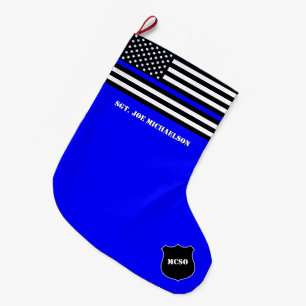 Meia De Natal Grande [Thin Blue Line] Apoie a Delegacia Azul