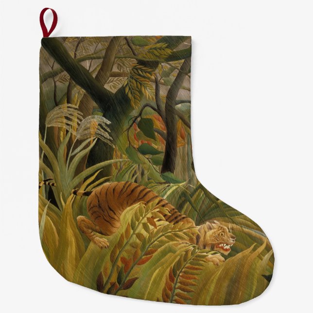 Meia De Natal Grande Tigre surpreendido em uma tempestade tropical (Frente)