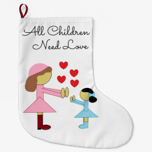 Meia De Natal Grande Todas as Crianças Precisam De Amor: Branco