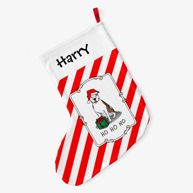 Meia De Natal Grande Touro para Papais noeis de Natal (lt brindle white (Verso (Pendurada))