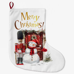 Meia De Natal Grande Toy British Soldier Bearskin hat e Snowman