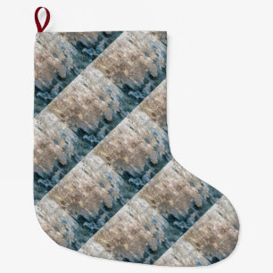 Meia De Natal Grande Trabalho de arte Decorativo Cinza da Abstrato Azul