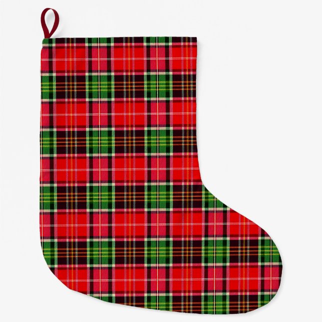 Meia De Natal Grande Traditional Christmas Plaid (Frente)