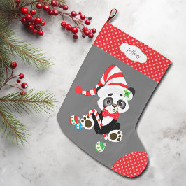Meia De Natal Grande Travando Urso de Panda do Boné