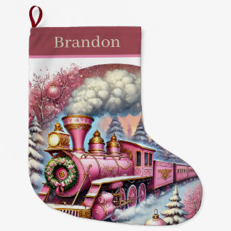 Meia De Natal Grande Trem festivo de Natal adicione nome