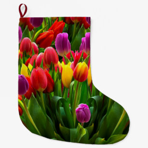 Meia De Natal Grande Tulipas Brilhantes