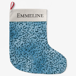 Meia De Natal Grande Turquesa Azul-Leopardo-Estimulante