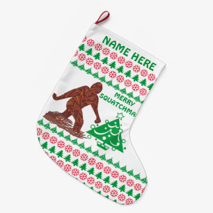 Meia De Natal Grande Um Bigfoot Squatchmas alegre de passeio