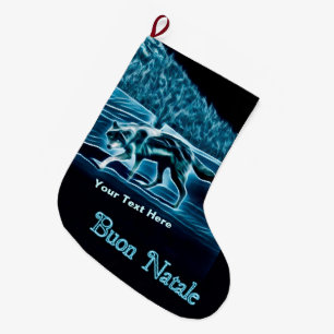 Meia De Natal Grande Um Lobo na Neve - Buon Natale