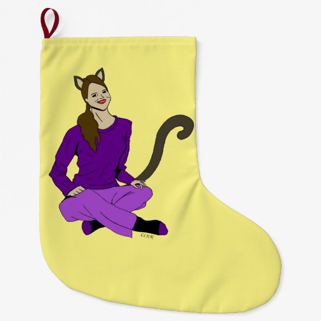 Meia De Natal Grande uma catgirl (Frente)