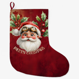 Meia De Natal Grande Uma galinha-branca Santa Claus