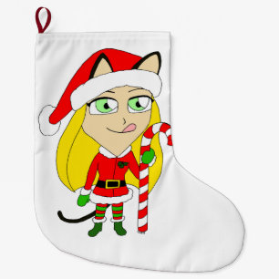 Meia De Natal Grande Uma garota chibi de Natal