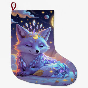 Meia De Natal Grande Uma pequena Raposa Sussurro Estelar ao Luar dormin