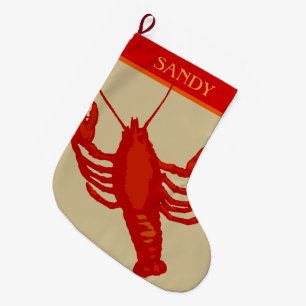 Meia De Natal Grande Unisex Red Lobster Crustacean Personalizado