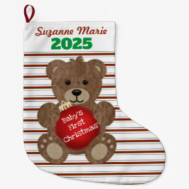 Meia De Natal Grande Urso de Natal do Primeiro Natal do Bebê