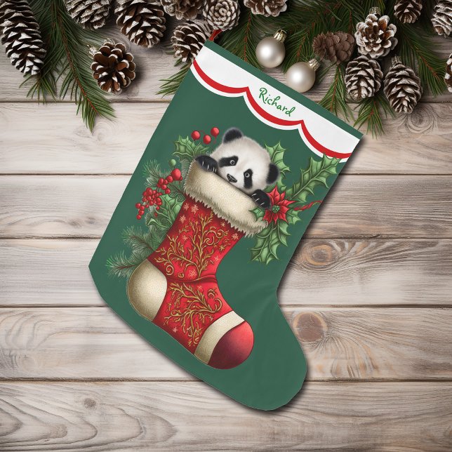Meia De Natal Grande Urso de Panda Bonito, Peeking (Criador carregado)