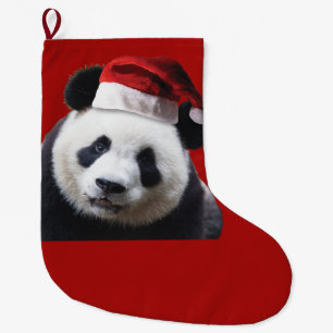 Meia De Natal Grande Urso de panda em um chapéu de Papai Noel