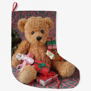 Meia De Natal Grande Urso de ursinho com muitos presentes do Natal