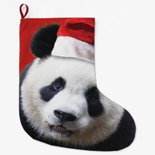 Meia De Natal Grande Urso Panda Papai Noel