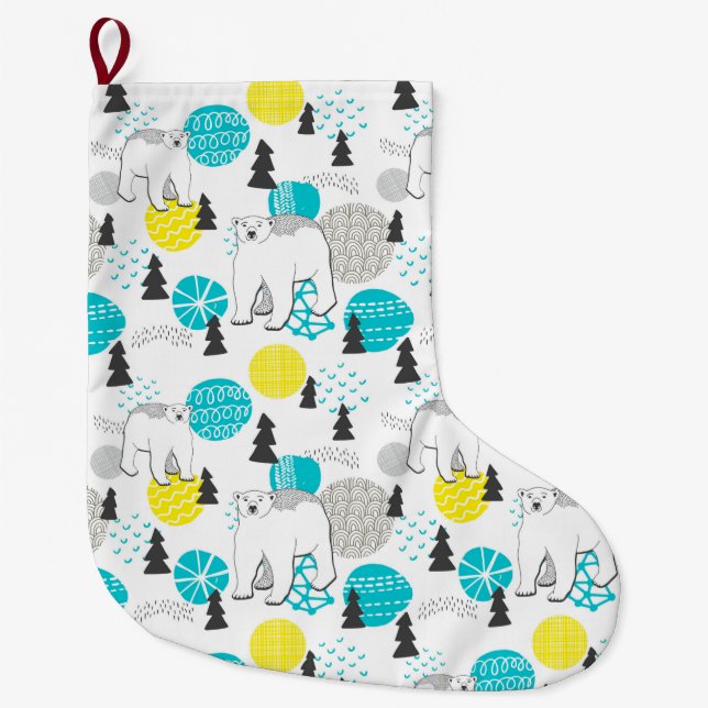 Meia De Natal Grande Urso polar (Frente)