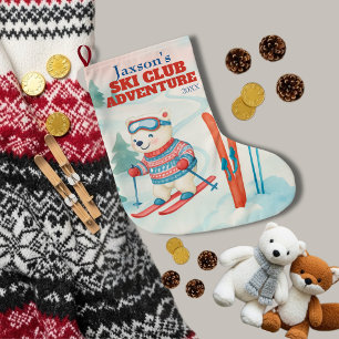 Meia De Natal Grande Urso Polar Bebê Aventura do Clube de Esqui