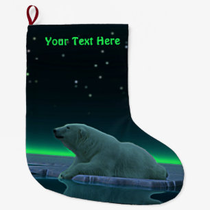 Meia De Natal Grande Urso Polar De Borda De Gelo