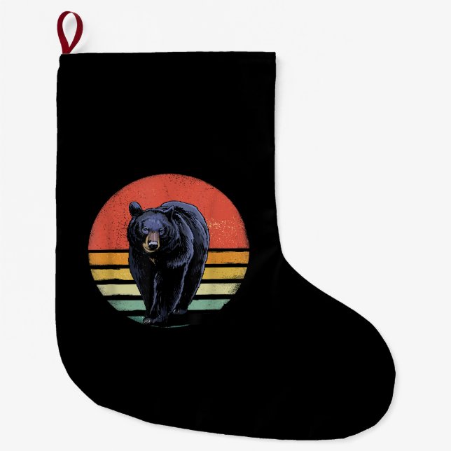 Meia De Natal Grande Urso Preto da Imagem Retroativa (Frente)