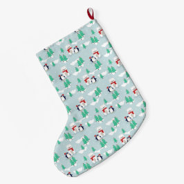 Meia De Natal Grande Ursos Polares e Pinguins de Natal Bonitos