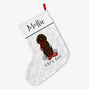 Meia De Natal Grande Vamos! Cachorro Irish Water Spaniel (fígado 1)
