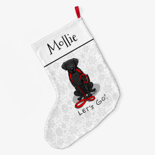 Meia De Natal Grande Vamos! Cachorro Retriever de Capa Ondulada (preto)