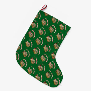 Meia De Natal Grande Vamos Shellebrar Natal Tartaruga Usando Papai Noel