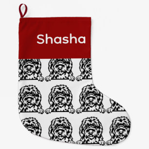 Meia De Natal Grande Velhas meias Sheepdog em Inglês - Meias personaliz