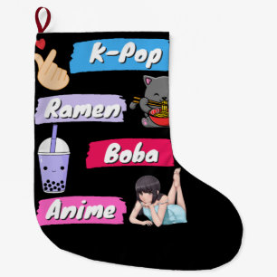 Meia De Natal Grande Ventilador da cultura de Pop, Pop, Ramen, Boba e A