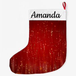 Meia De Natal Grande Vermelho com faíscas Douradas