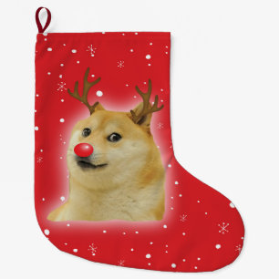 Meia De Natal Grande Vermelho do cartão de Meme do Natal do cão de