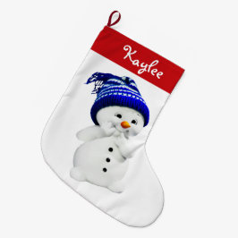 Meia De Natal Grande Vermelho e Branco de Snowman de Natal Personalizad
