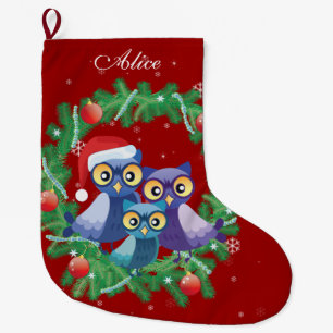 Meia De Natal Grande Vermelho personalizado da grinalda da família da